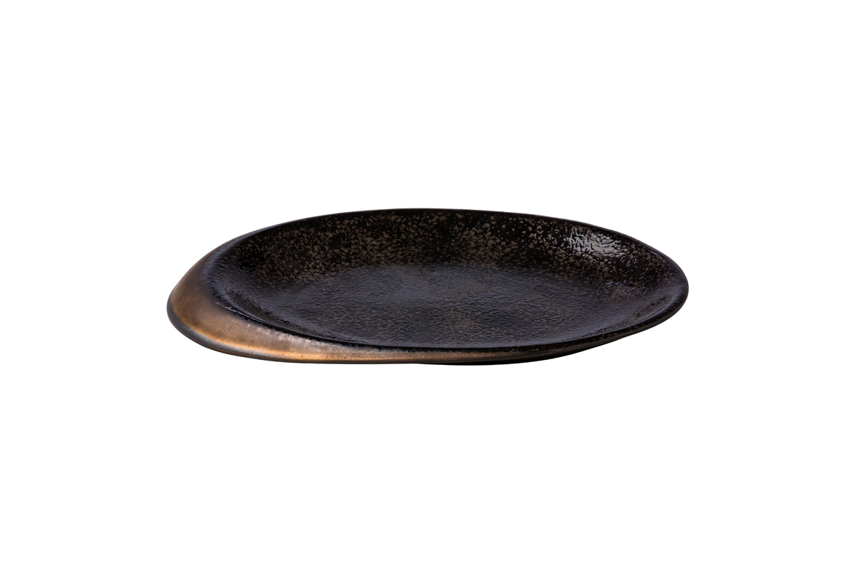 Oval plate Stone black/gold 25,8 x 18,5 x 2 cm