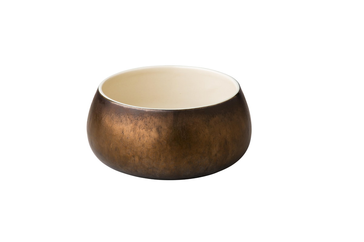 Curved bowl metallic gold 15 x 7,5 cm