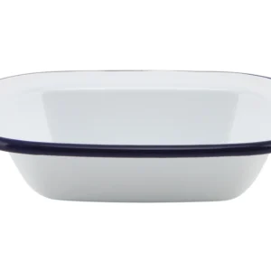 Schale rechteckig weiß/blau 16x12x3,5cm -Emaille