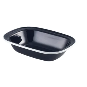 Schale rechteckig schwz/weiß 20x15x4,5cm -Emaille