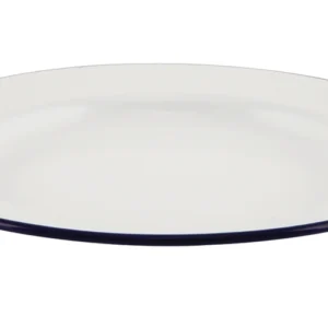 Teller flach Fahne weiß/blau 20 cm - Emaille