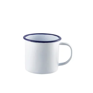 Becher weiß/blau 9x8cm 360ml - Emaille