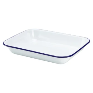 Servierschale weiß/blau 31x25x5cm - Emaille