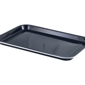 Servierplatte weiß/blau 38,2x26,4x2,2cm - Emaille