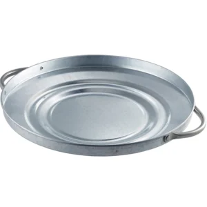Servierplatte rund mit Griff 24,5cm - Galvanisiert