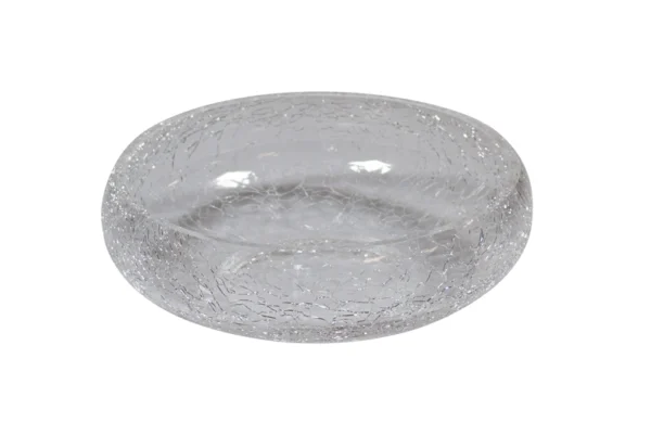 Crackled glass curved bowl transparent 19,5 x 6,7 cm