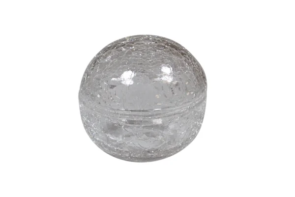Crackled glass bowl with lid transparent 15,8 cm