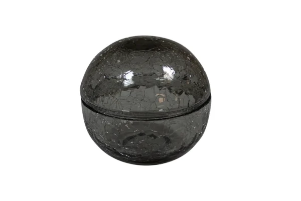 Crackled glass bowl with lid grey 15,8 cm
