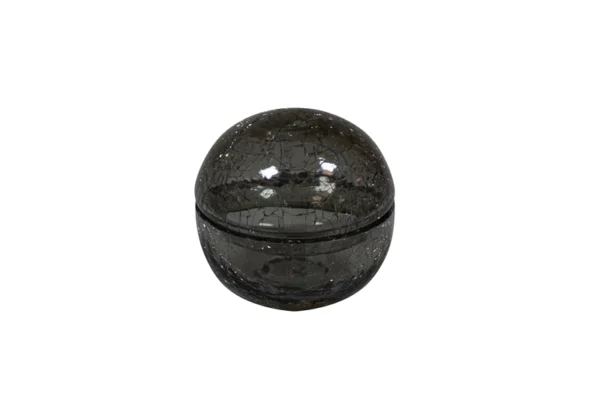Crackled glass bowl with lid grey 12 cm