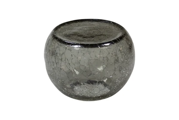 Crackled glass ShApes bol L grey13,5 x 13 cm
