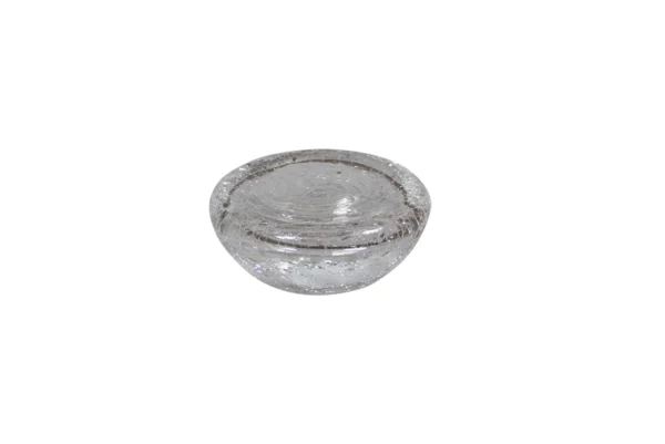 Crackled glass ShApes halve bol M transparent 8,5 x 4 cm
