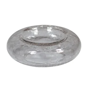 Crackled glass presentation bowl / donut grey 17 x 5 cm