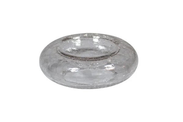 Crackled glass presentation bowl / donut transparent 17 x 5 cm