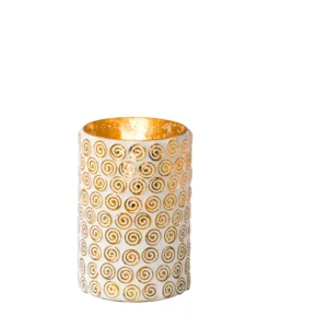 Windlicht (weiss/gold) 7,5x12cm - Nordic