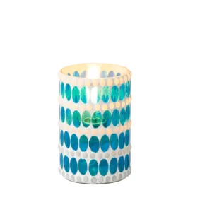 Windlicht (weiss/blau) 7,5x12cm - Nordic