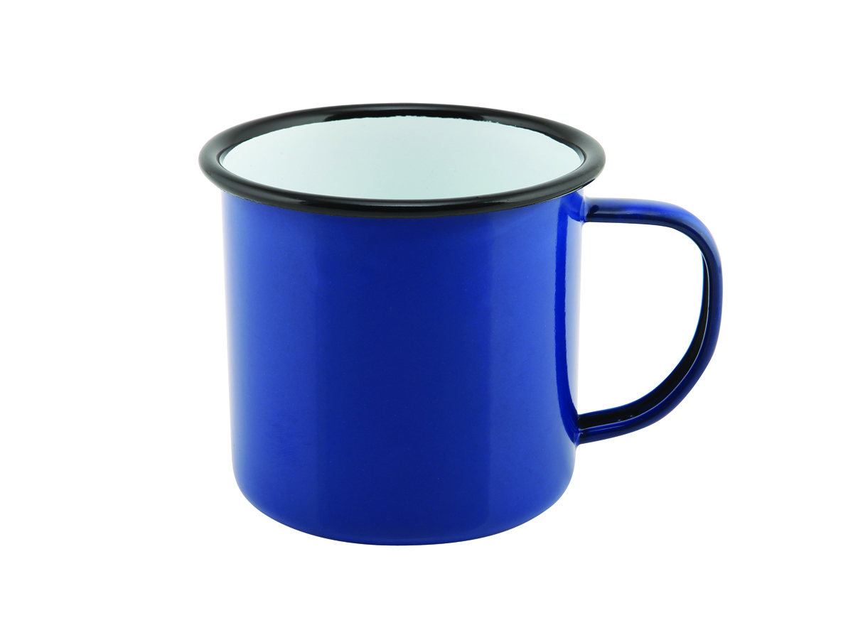 Becher blau/schwz 9x8cm 360ml - Emaille