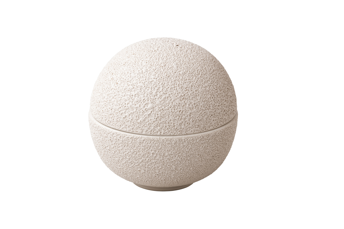 Round bowl with lid Vulcanic white 15, 8 cm