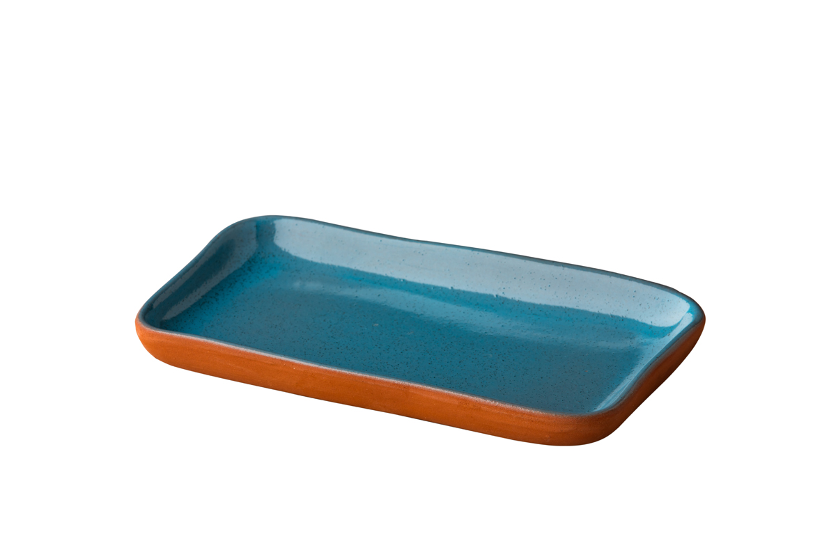 Teller rechteckig blau 20x12cm - Stoneheart