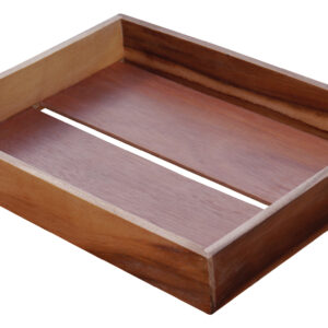 Akazienholz-Box 40x30x6cm - Edelstahl