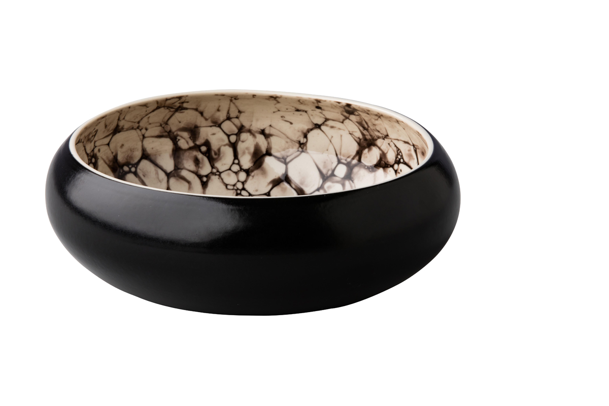 Deep bowl Bubble black satin 19 x 6,5 cm