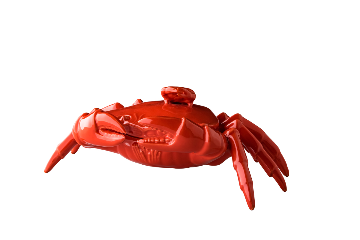 RED Crab with lid 26 x 17 cm