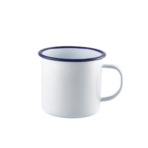 Becher XL weiß/blau 9x10cm 568ml - Emaille