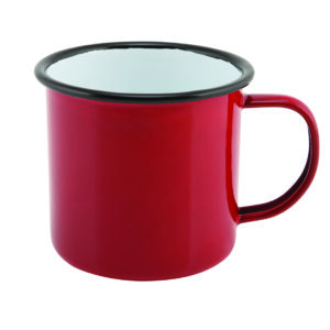 Becher rot/schwz 9x8cm 360ml - Emaille