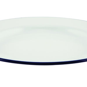Teller flach Fahne weiß/blau 20 cm - Emaille