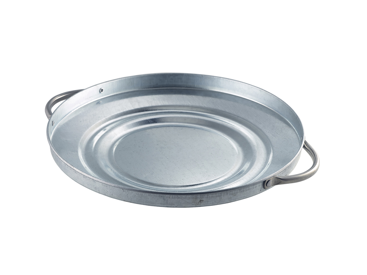 Servierplatte rund mit Griff 24,5cm - Galvanisiert